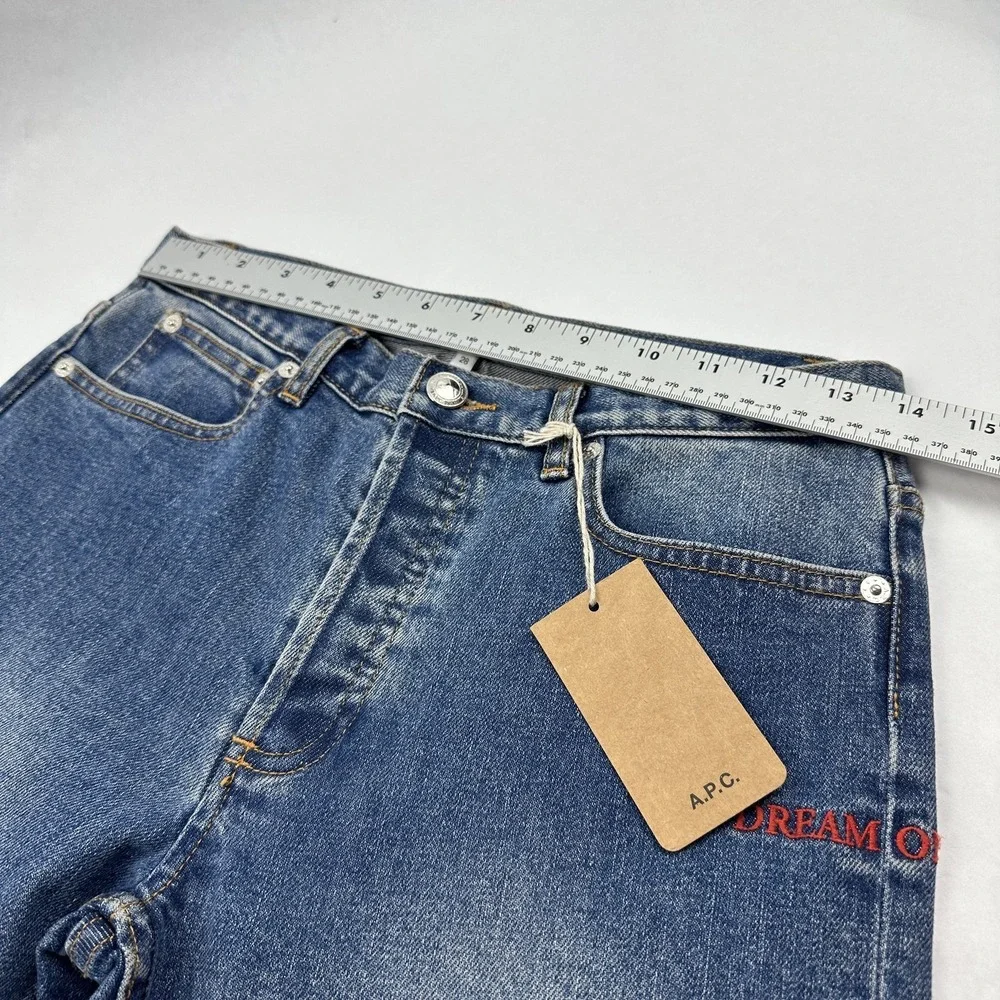 A.P.C. Kid Cudi Petit New Standard Jeans 28 Blue Dream‎ On Embroidery Button Fly